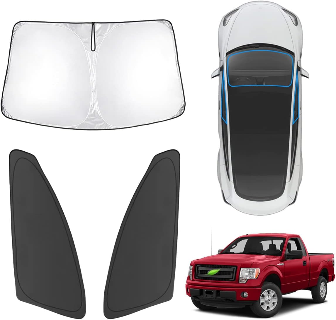 Karltys Parasol para Ford F-150 2009-2014 F150, accesorios para parabrisas, cubierta plegable para ventana lateral delantera, doble capa 210T,