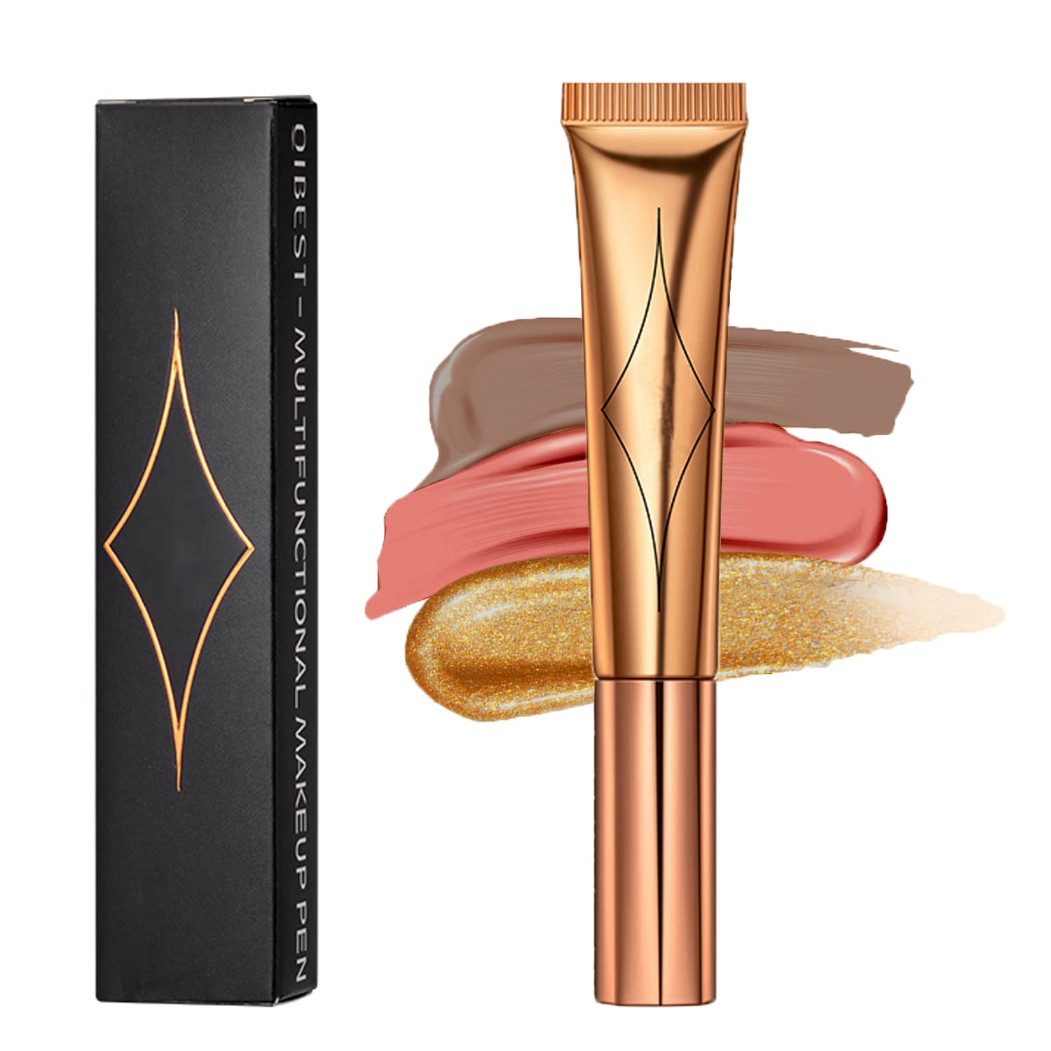 Lápiz corrector líquido de contorno con aplicador de cojín, acabado mate natural, iluminador facial, iluminador facial