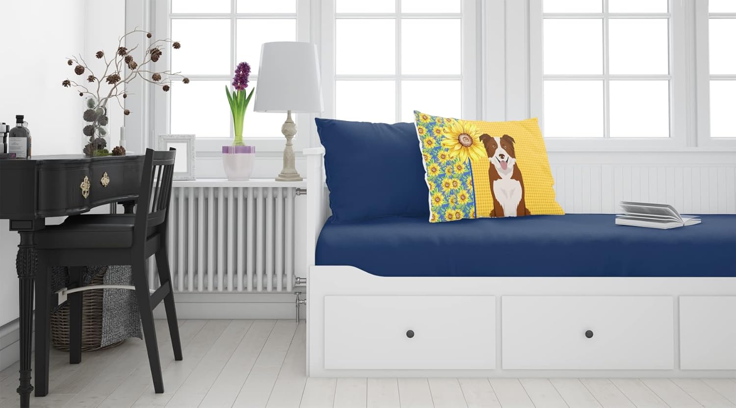 Caroline’s Treasures WDK5331PILLOWCASE – Funda de almohada de tela estándar con diseño de girasoles de verano, diseño de girasoles rojos y blancos,