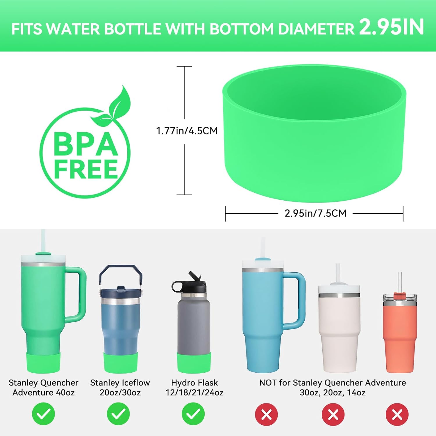 2 piezas para botas Stanley, parte inferior de silicona para Stanley Cup Boot Quencher Adventure de 40 onzas y para botas Hydroflask de 12 a 24