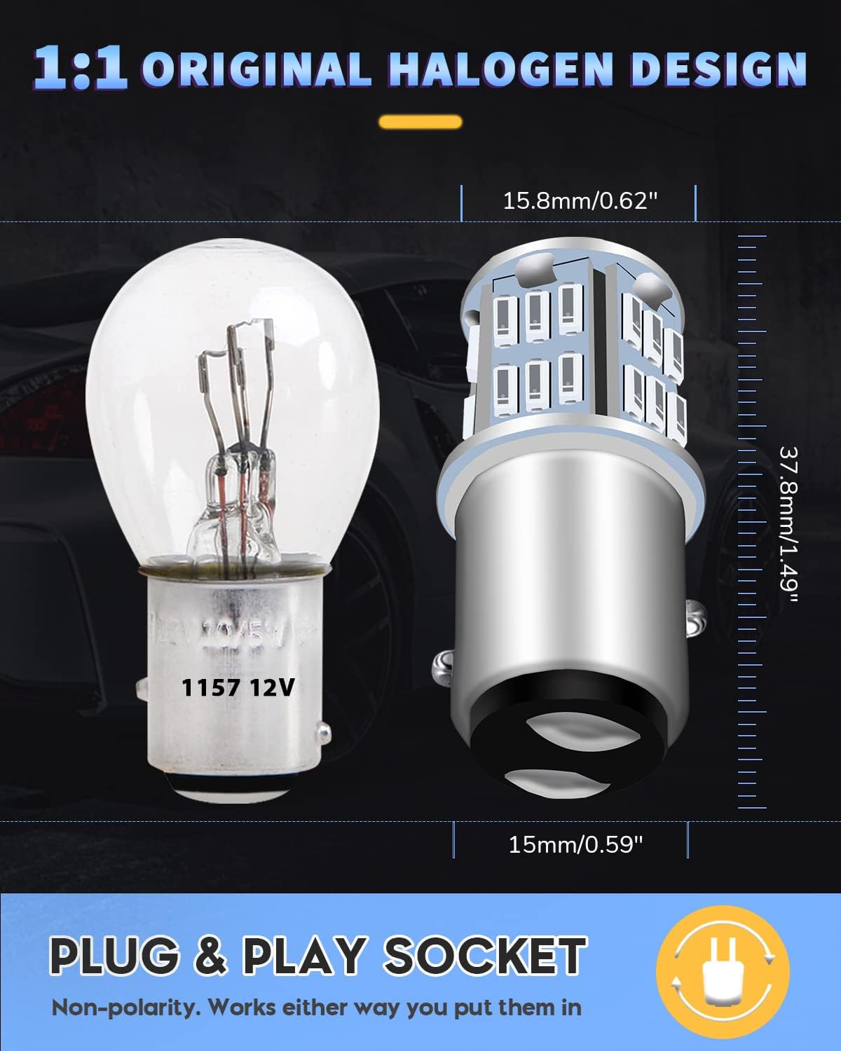 UNXMRFF Bombilla LED roja 2357 1157 mejorada para luces de freno, luces traseras superbrillantes 2057 2057A 7528 BAY15D bombillas LED de repuesto