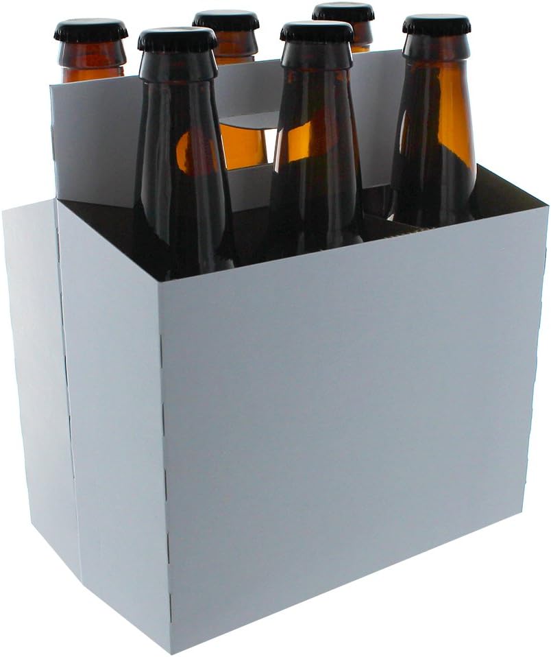 Paquete de 6 portadores de botellas de cerveza de cartón para botellas de 12 onzas, color blanco (10 unidades)