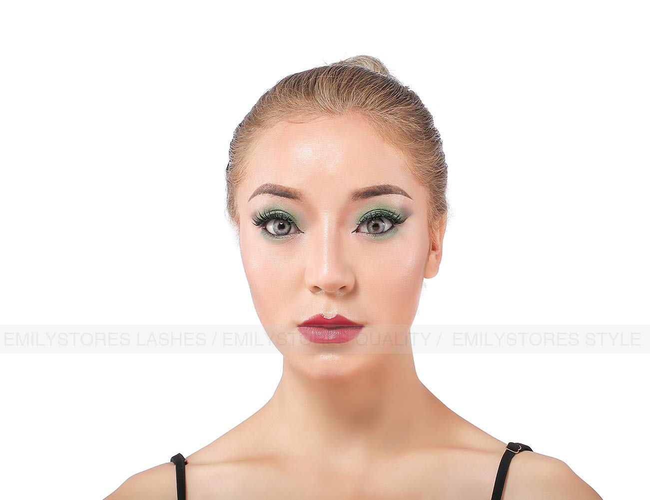 EMILYSTORES – Pestañas para disfraz de estrella brillante con alas verdes para Halloween, pestañas dramáticas, aspecto de fiesta, 1 par
