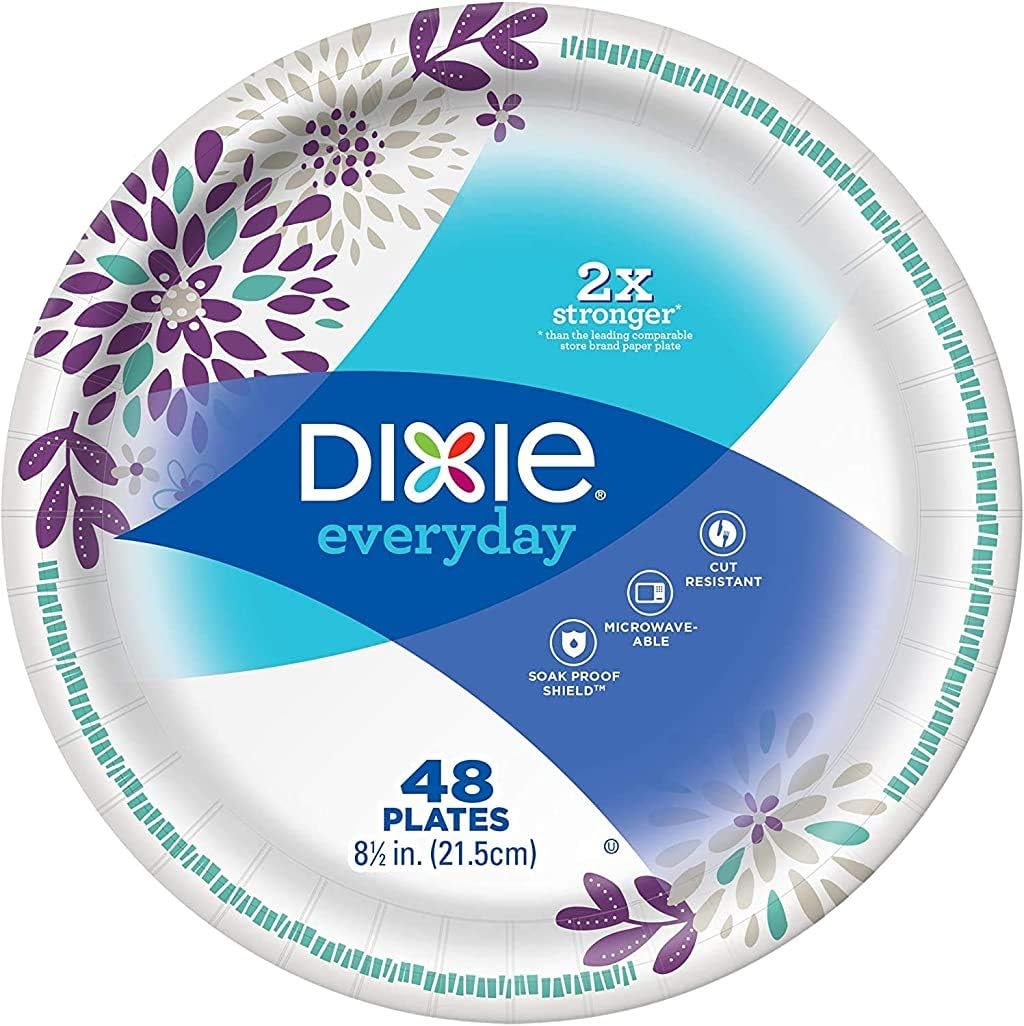 Dixie Everyday – Platos de papel resistentes, 8.5 pulgadas, 48 unidades (paquete de 2) (los estilos pueden variar)
