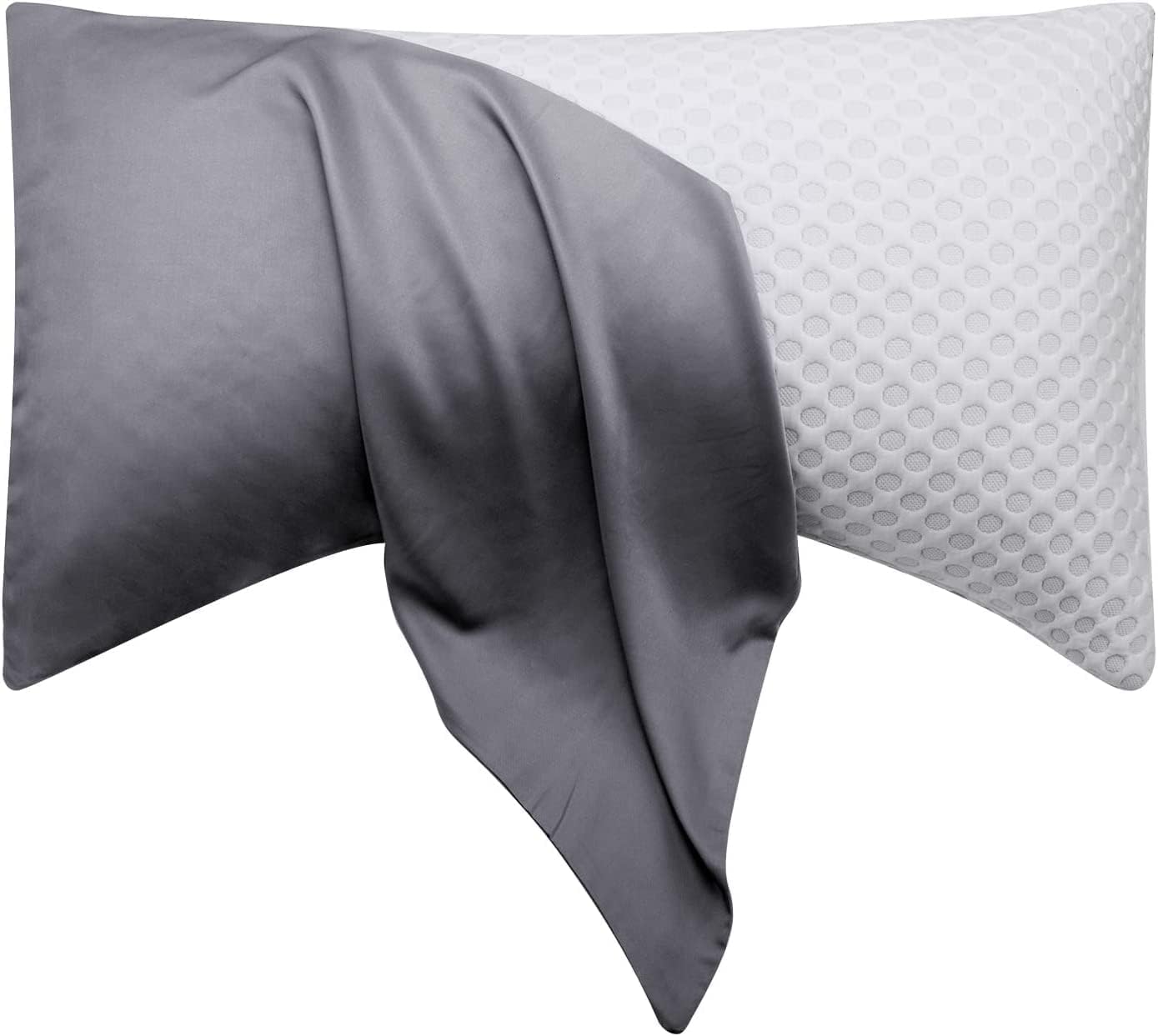 Fundas de almohada refrescantes para dormir de lado, funda de almohada curvada de bambú con cremallera súper larga, funda de almohada suave y sedosa