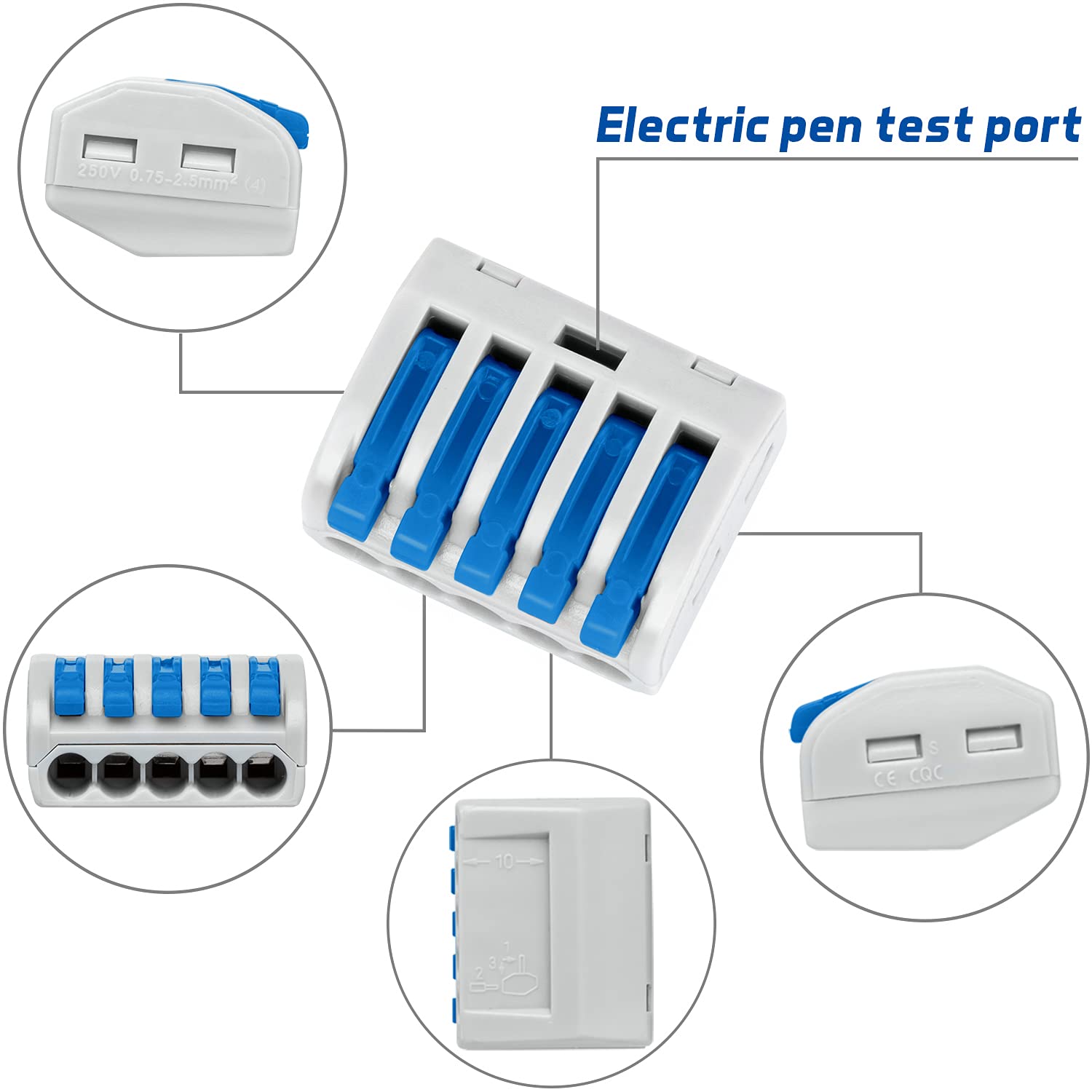 GKEEMARS 141 conectores de cable de palanca, conector conductor de empalme compacto para cables flexibles de trenzado sólido 28-12 AWG (azul)