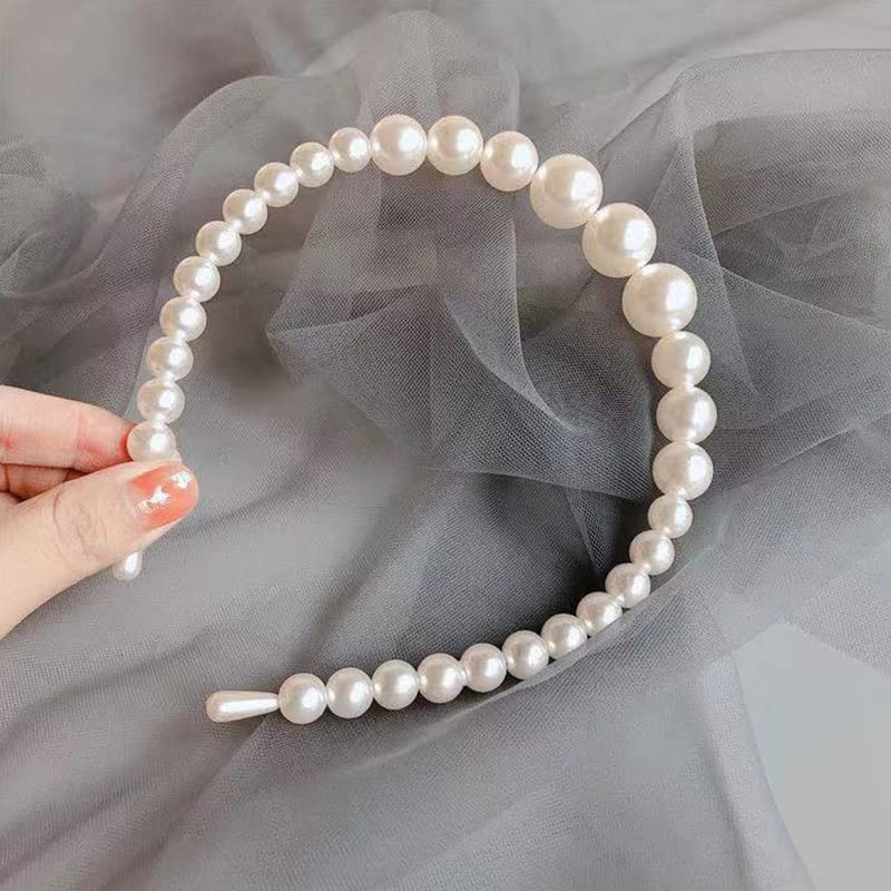 ZAHSY Diadema de perlas blancas para boda, para novia, damas de honor, diadema de perlas con diamantes de imitación para mujer, paquete de 4