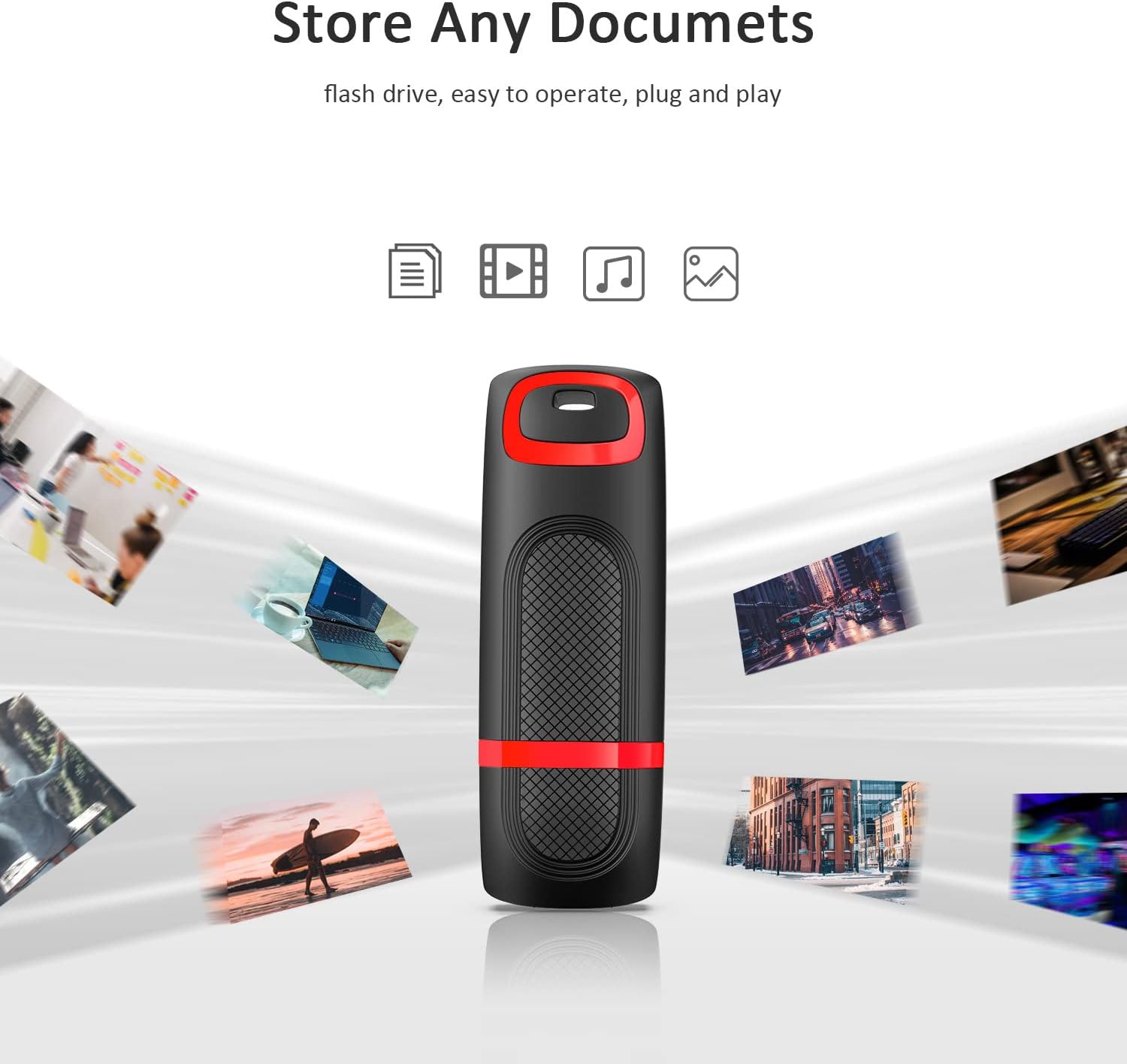 JUANWE Paquete de 10 unidades flash USB de 32 GB, unidad flash de almacenamiento USB 3.0, unidad de memoria USB con indicador LED para PC, portátil,