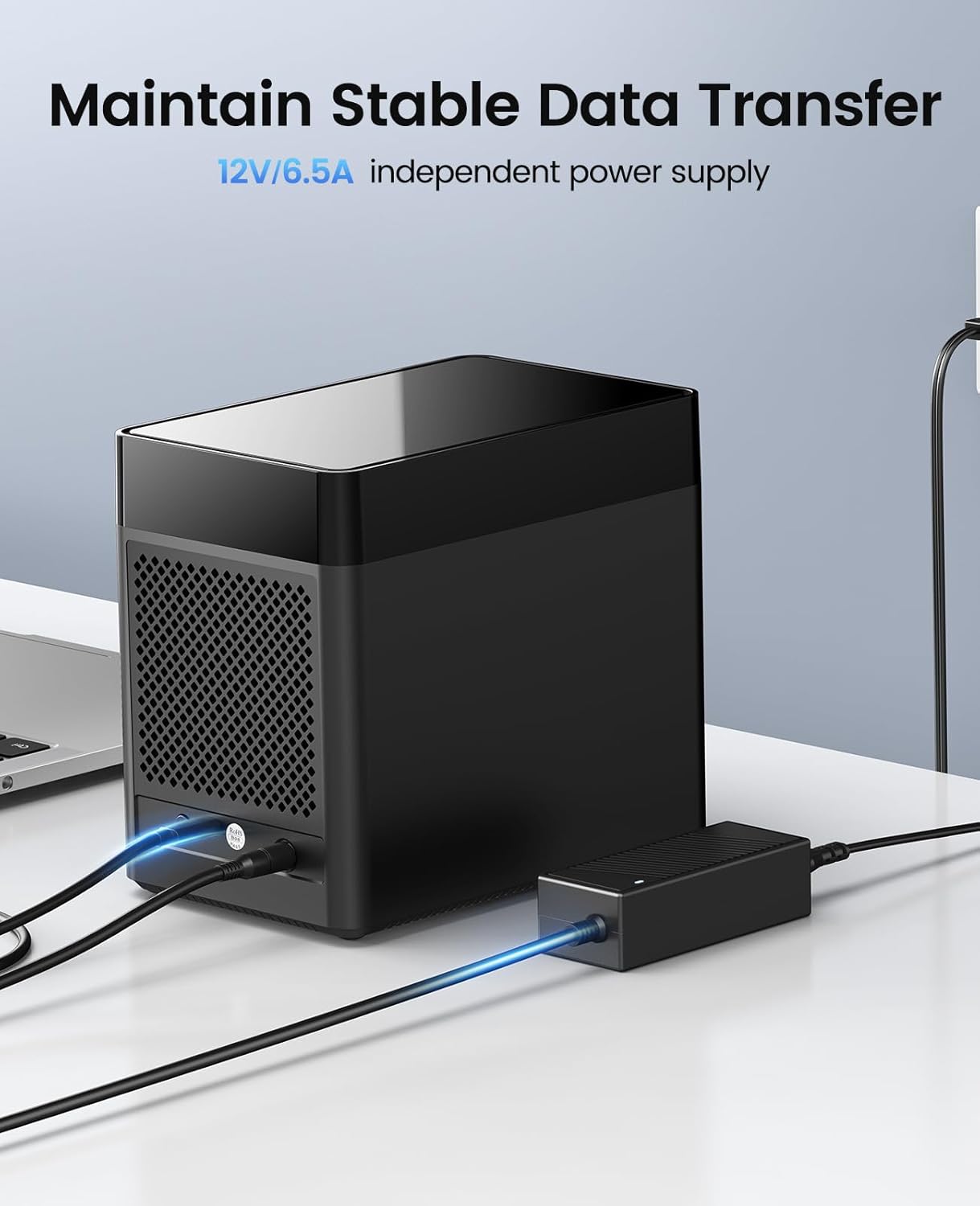 ORICO Caja de disco duro de 5 bahías de 3.5 pulgadas USB C a SATA, caja magnética para disco duro externo sin herramientas con adaptador de