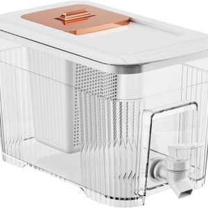 Dispensador de jugo helado de 6 litros, con tapa pequeña, dispensador de bebidas para refrigerador, soporte transparente y resistente, jarra de té Dispensador de jugo helado de 6 litros, con tapa pequeña, dispensador de bebidas para refrigerador, soporte transparente y resistente, jarra de té