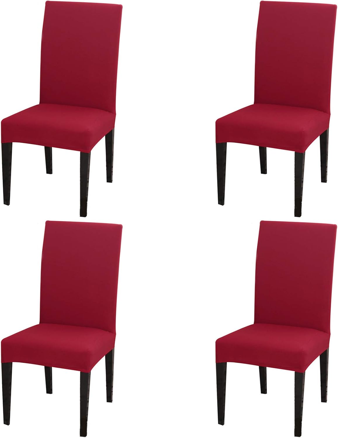 Paquete de 4 fundas elásticas de licra para sillas de comedor, extraíbles y lavables, fundas protectoras para sillas de comedor, cocina, hotel (rojo)