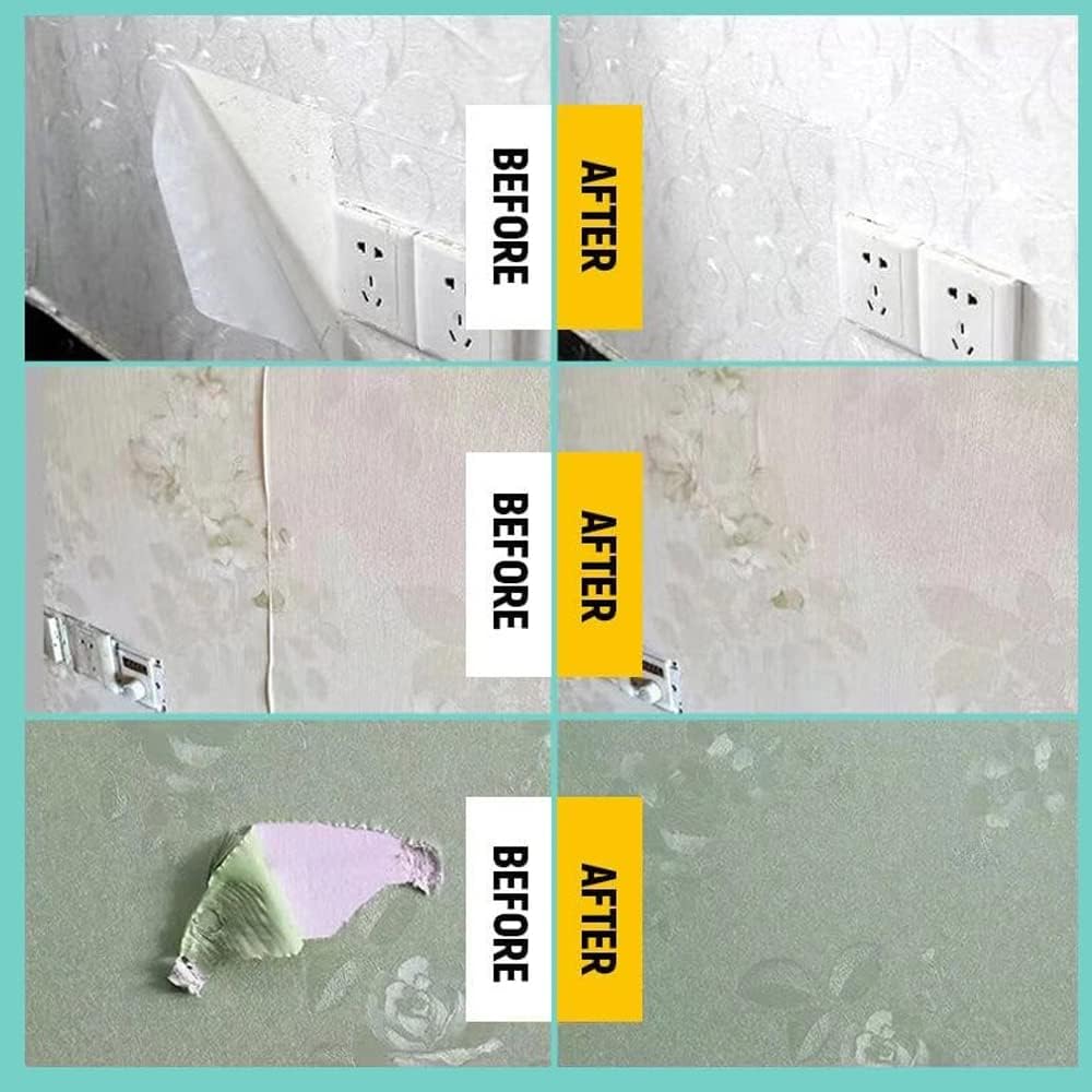 Pegamento de reparación de papel tapiz de 4.7 fl oz, cortina de póster, pegamento especial, fuerte reparación incolora e insípida, pelado de bordes