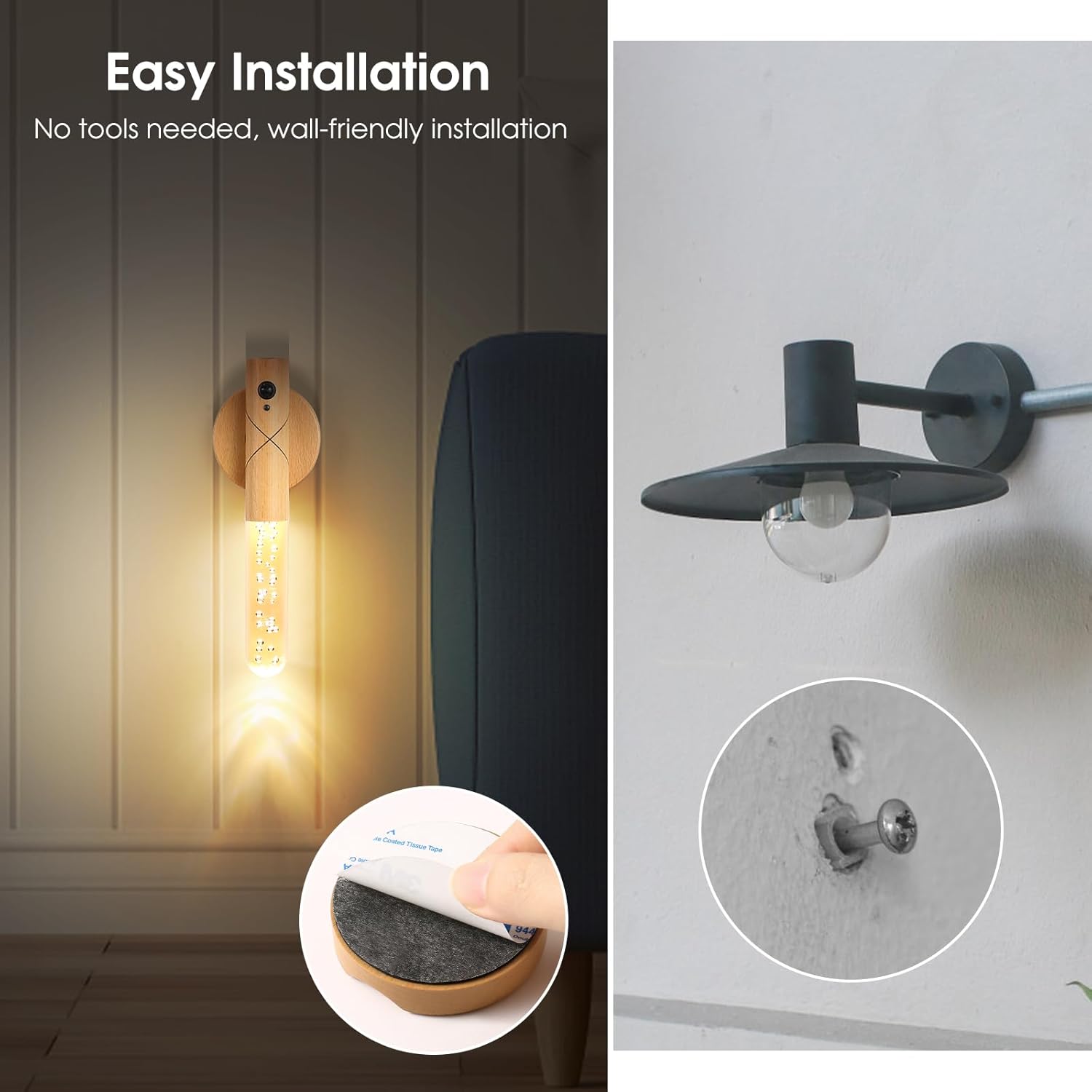 Luz nocturna con sensor de movimiento, batería recargable, sensor de cuerpo, luz nocturna de encendidoapagado automático, aplique de pared magnético