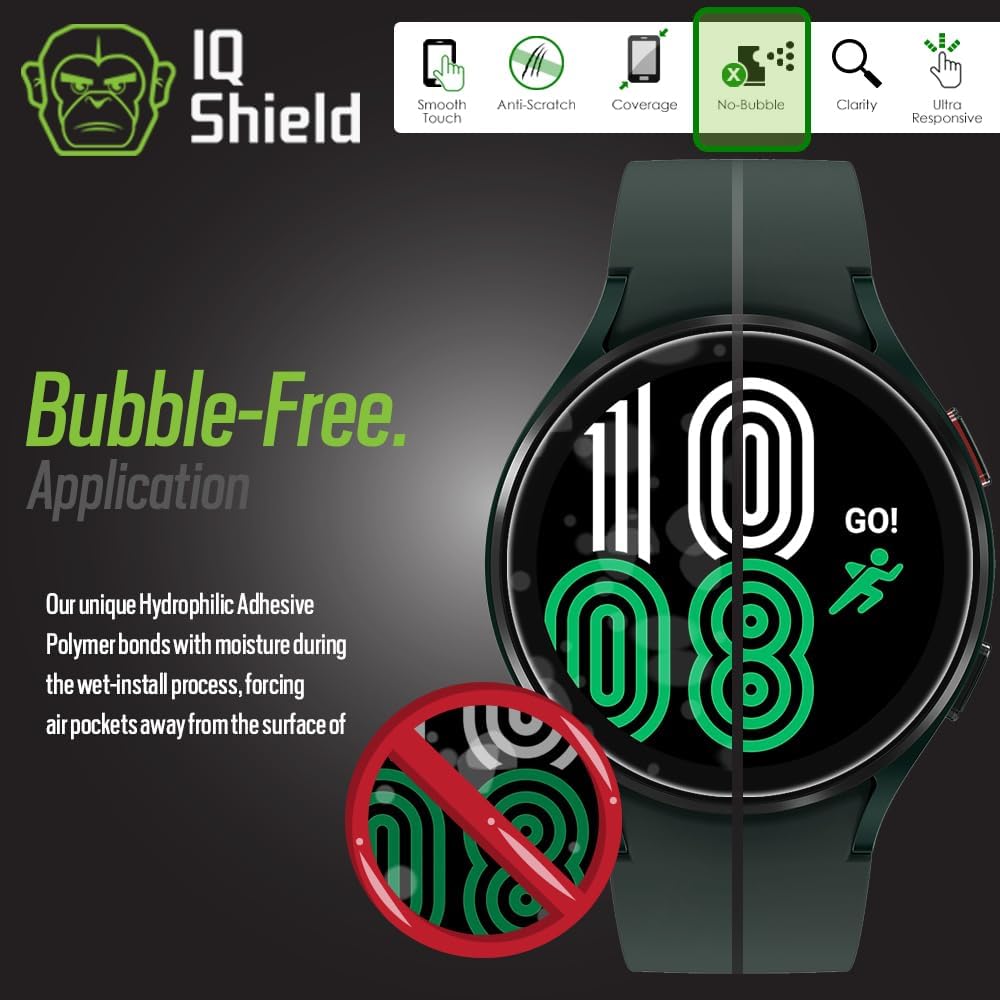 IQShield Protector de pantalla compatible con Samsung Galaxy Watch 6Galaxy Watch 5Galaxy Watch 4 (1.575 pulgadas) (6 unidades) (6 unidades)