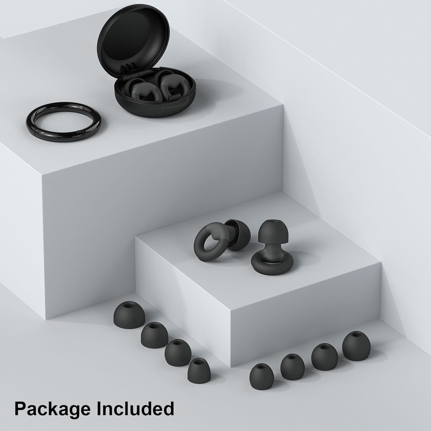 Tapones para los oídos para dormir, 2 pares de tapones reutilizables para reducción de ruido 25dB-30dB con 8 almohadillas para los oídos, tapones