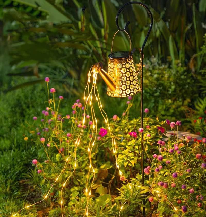 Luces solares para regadera colgantes, farol colgante impermeable, LED, decorativo, retro, de metal, para mesa, patio, camino, pasarela, regalos de