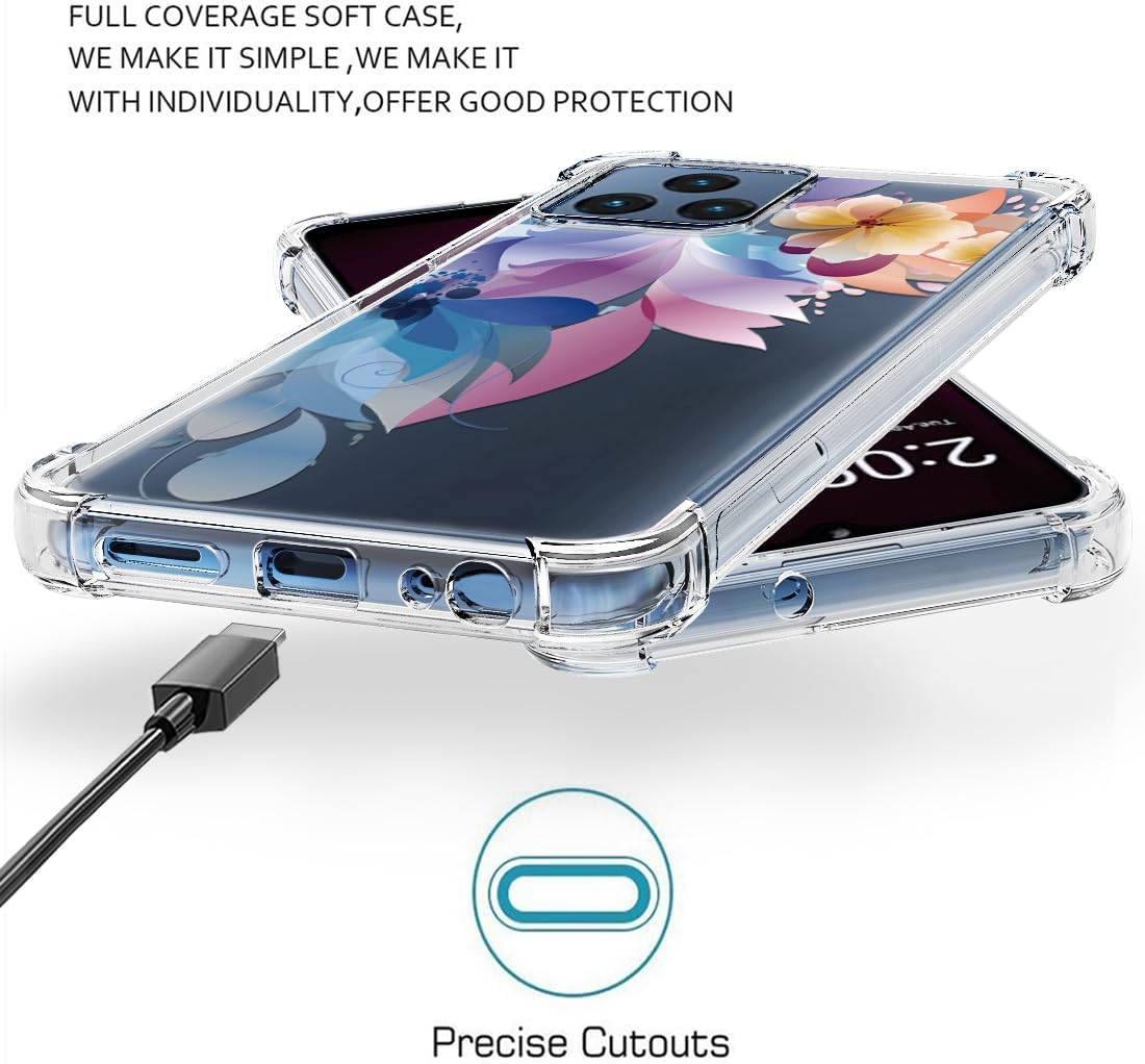 Osophter Funda para T-Mobile Revvl 6 5G, Revvl 6X 5G, funda floral floral para niñas y mujeres con protector de pantalla de absorción de golpes,