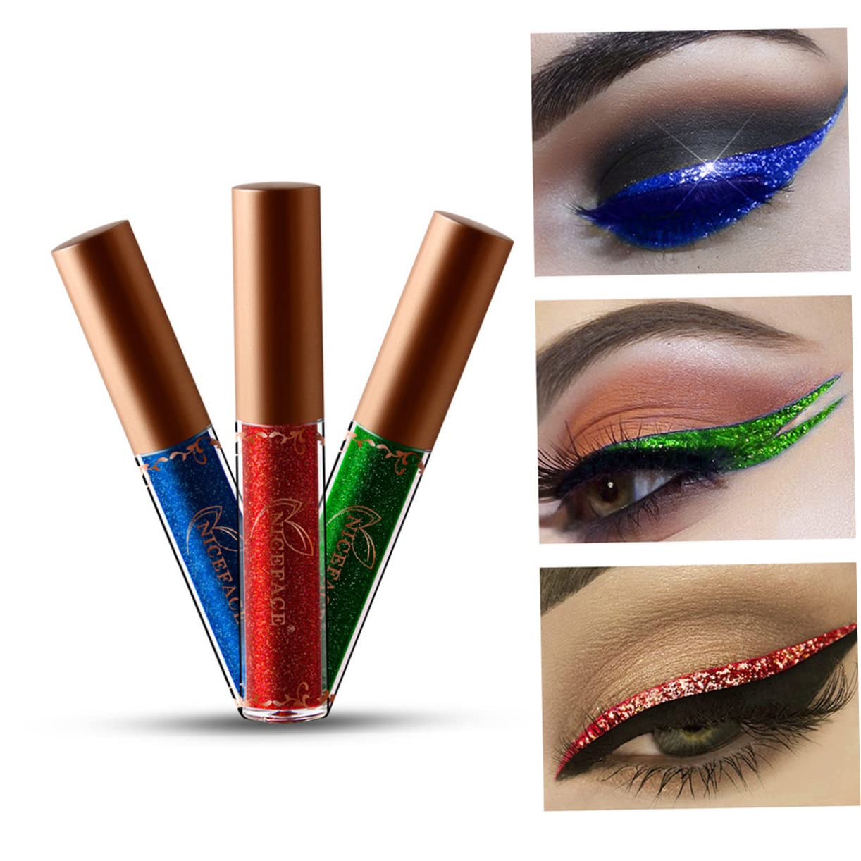 Delineador de ojos líquido metálico con purpurina, sombra de ojos líquida, delineador de ojos líquido, lápices de colores, sombra de ojos líquida