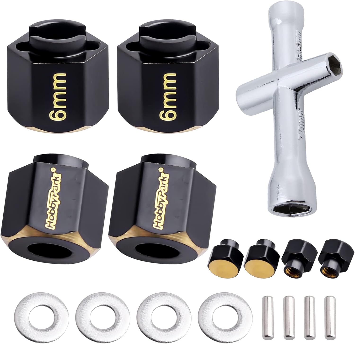 HobbyPark Extensión hexagonal de latón para piezas de actualización TRX4M, extensores de cubos hexagonales de rueda extendida, espaciadores