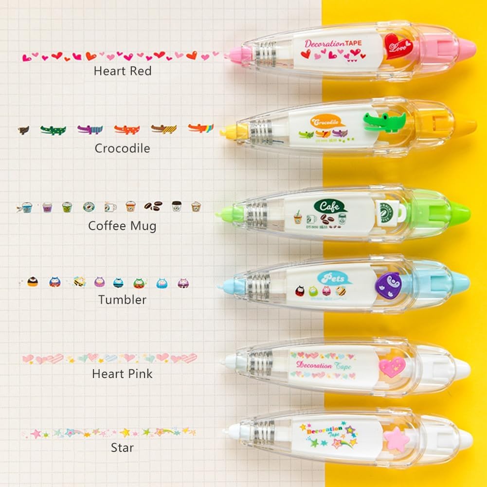 Ally-Pocket – Bolígrafo de cinta decorativa tipo prensa de animales lindos para bricolaje, cinta Washi de corrección para álbumes de recortes,