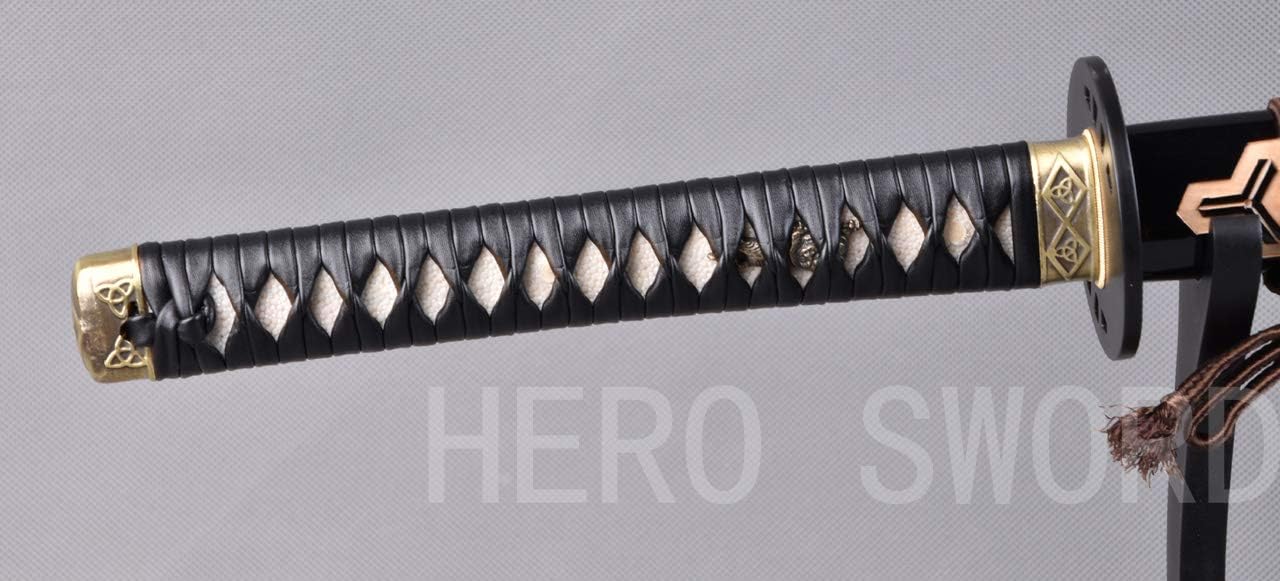 Kill Bill Katana Clay Templado T1095 Acero de Alto Carbono Samurai Japonés Espada Hoja Grabado Grabado Patrón León Maquinilla de afeitar Sharp