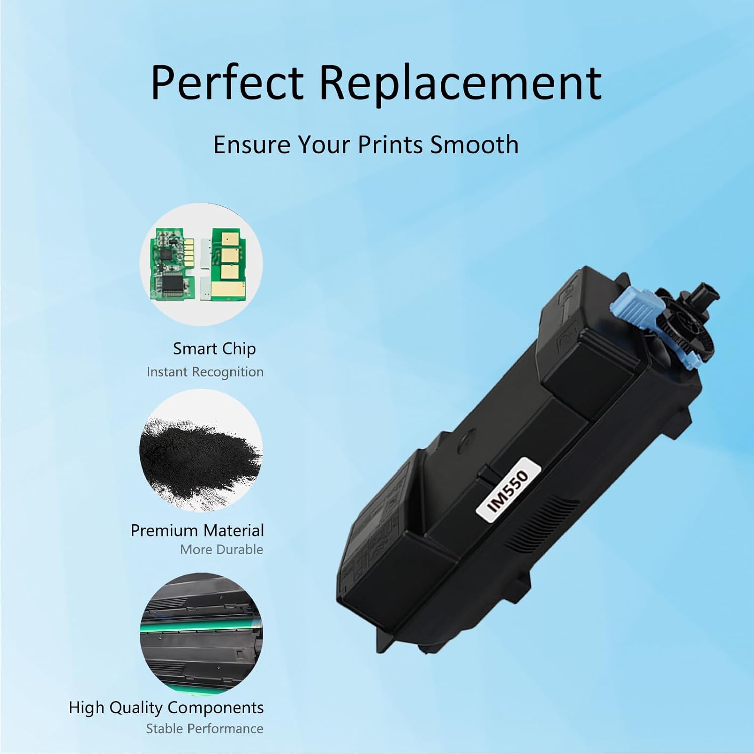 IM550 418477 Cartucho de tóner negro de repuesto para IM550 IM600 para Ricoh IM600SRF IM550F P800 P801 de alta capacidad (25500 páginas, 2 unidades)