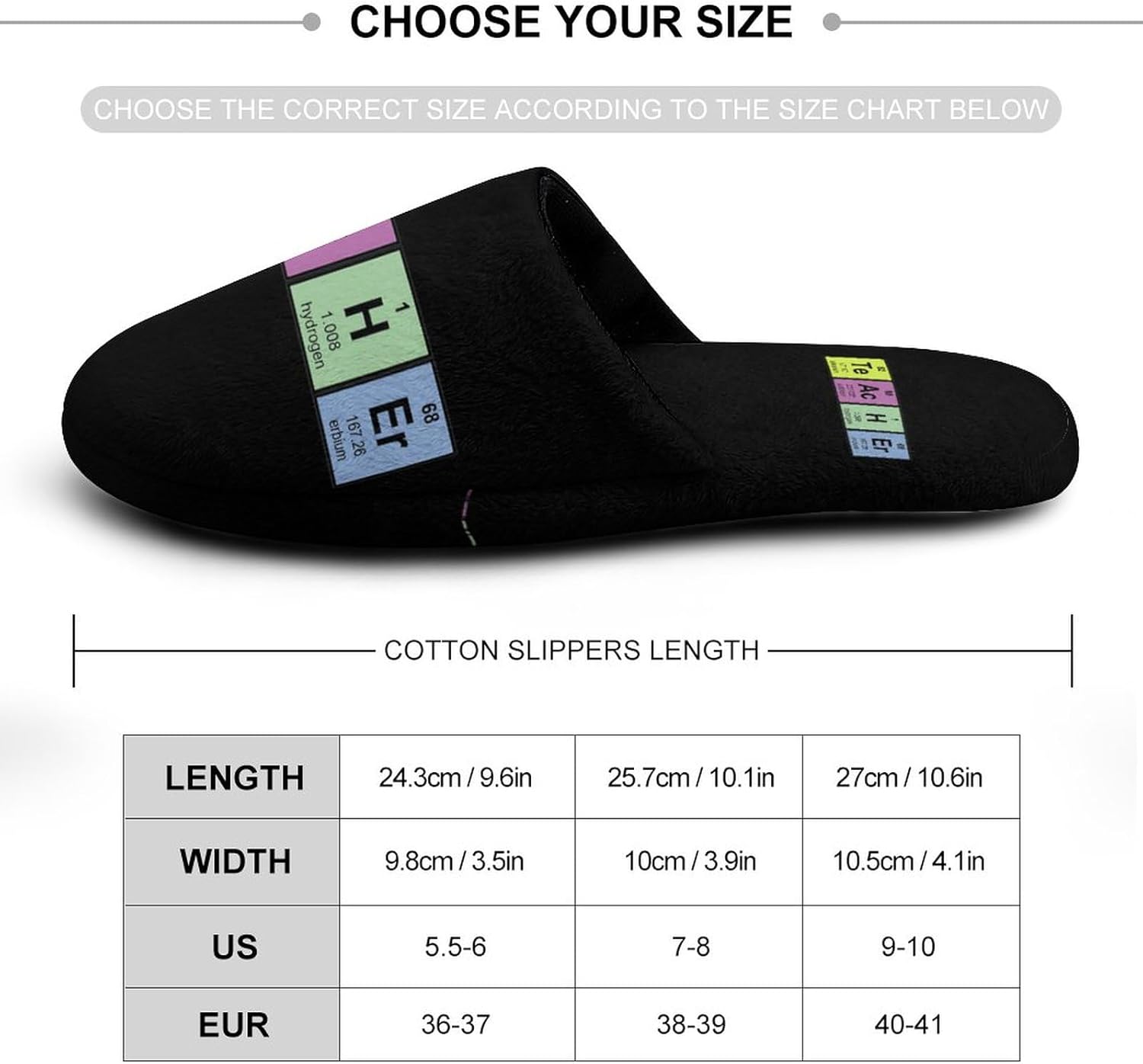 Science Teacher Chemical Elements Slippers For Women Indoor Washable Non Slip Light Soft House Cotton Shoes Bedroom