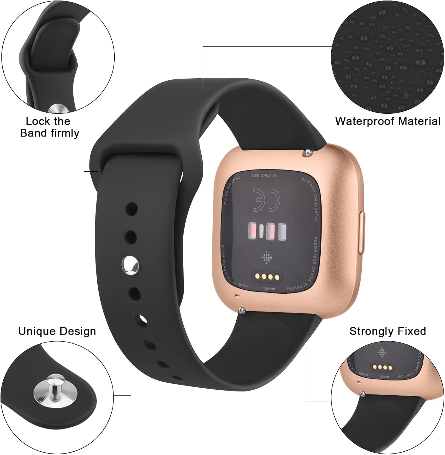 Vancle Correas de silicona compatibles con correas de reloj Fitbit Versa 2 para mujeres y hombres, correas de repuesto deportivas suaves y