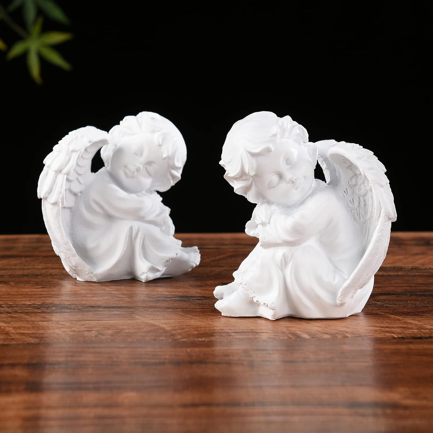 Un par de querubines durmiendo estatua de resina blanco ángulo estatuilla bendiga a las familias decoración del hogar Escultura de querubín