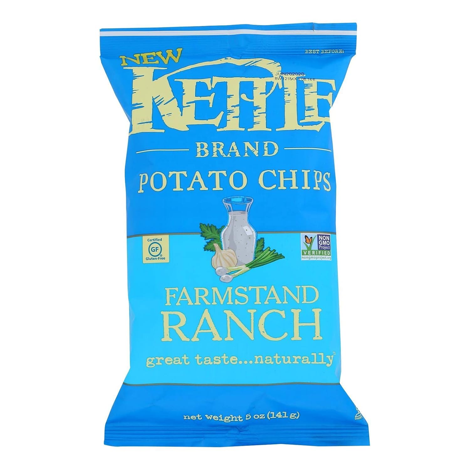 Kettle Farmstand Ranch Patatas fritas, sin OMG, 5 onzas (paquete de 15)