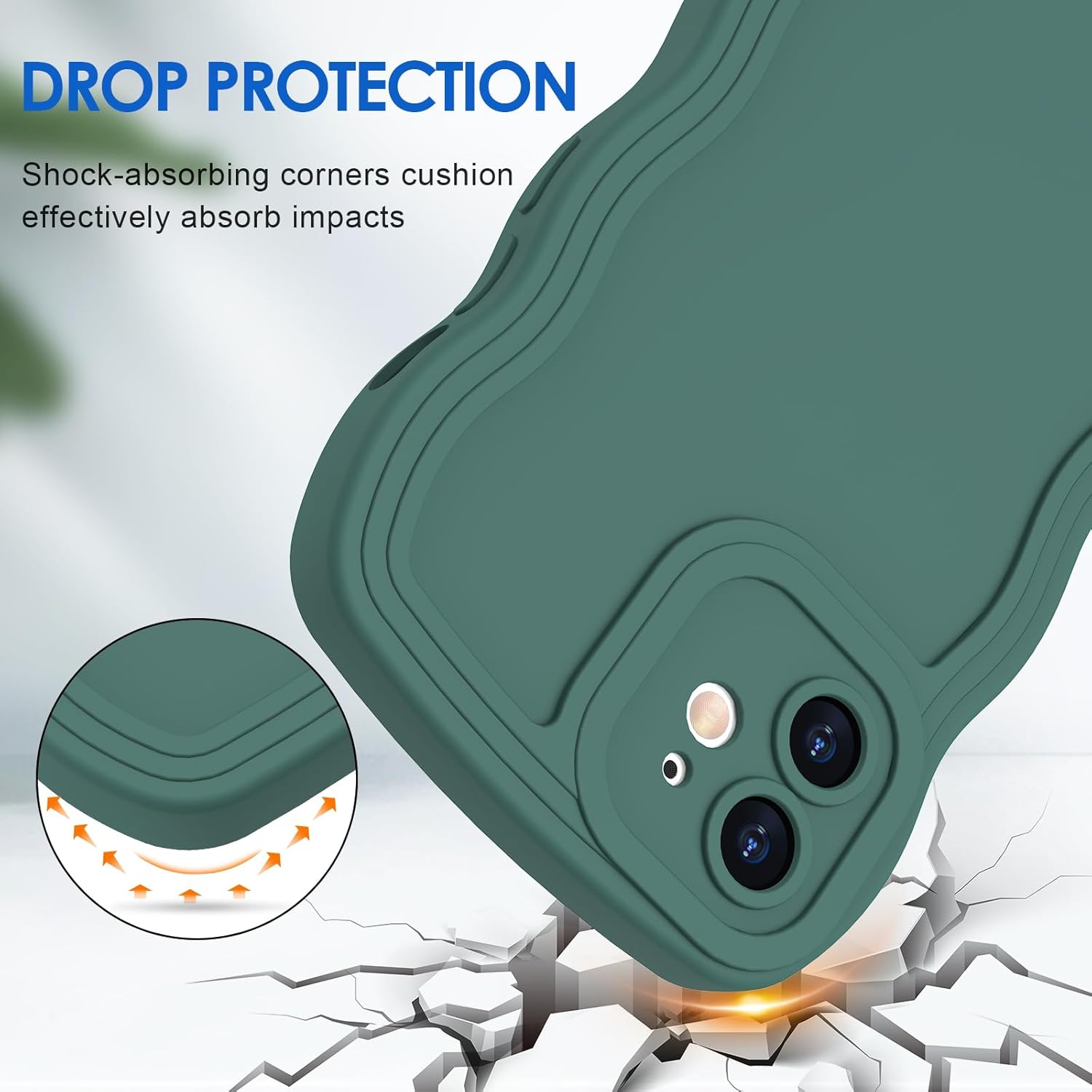 Anuck Funda para iPhone 12, diseño de marco rizado para mujeres y niñas, bonita funda de teléfono estética de color liso, suave, flexible, TPU a