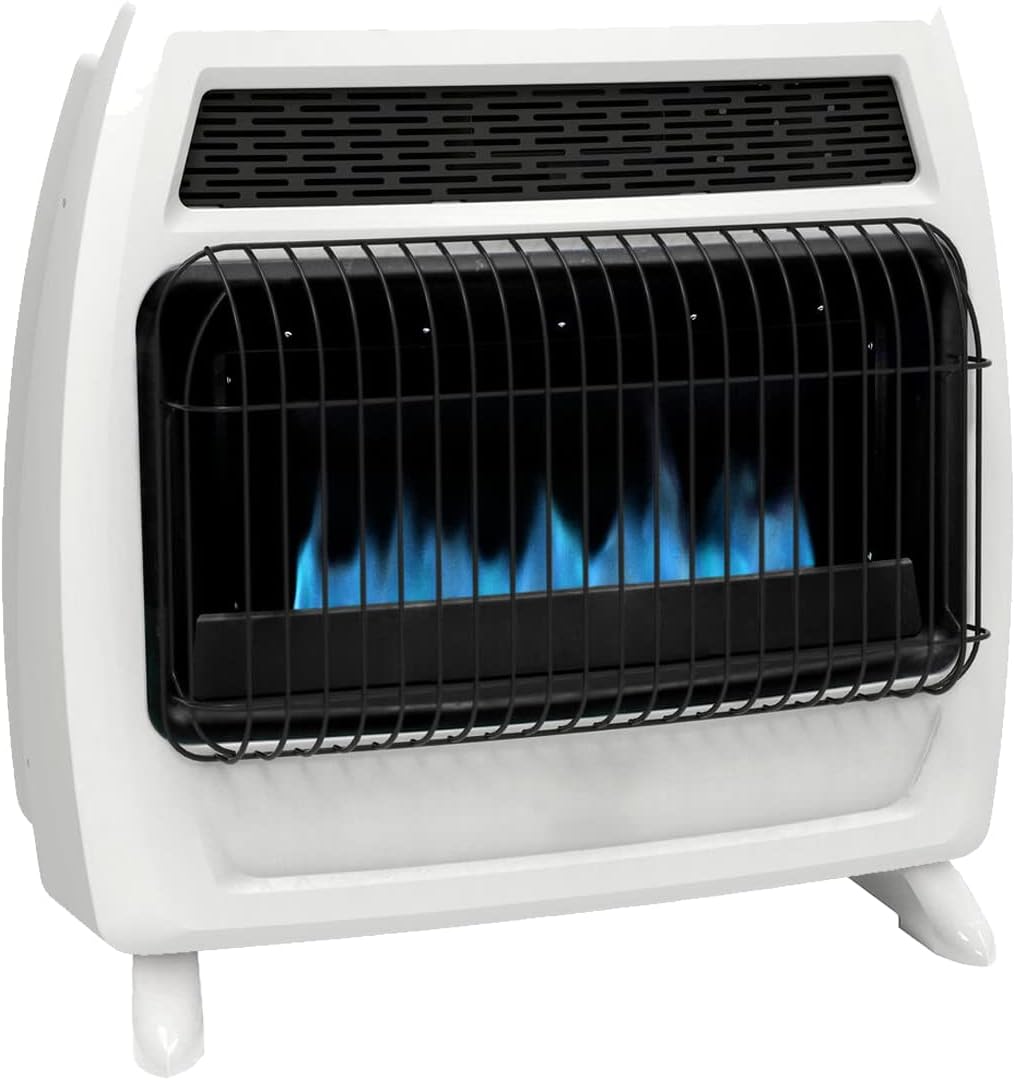Calentadores de pared de gas natural de 30,000 BTU para uso en interiores, llama azul, sin ventilación, con patas base