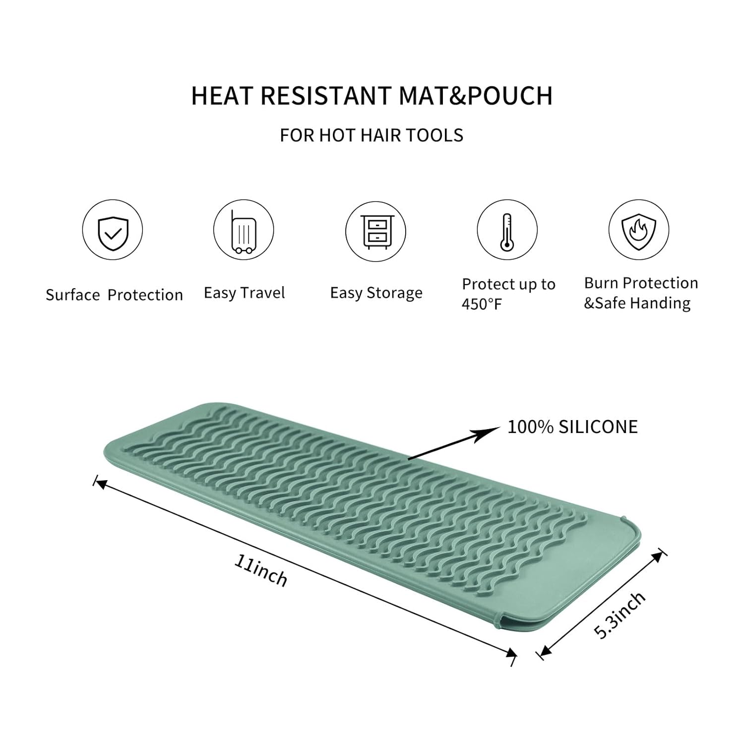 Bolsa de viaje de silicona resistente al calor para alisadora de cabello, plancha para prensar, rizador de pelo, varita rizadora de cabello, plancha