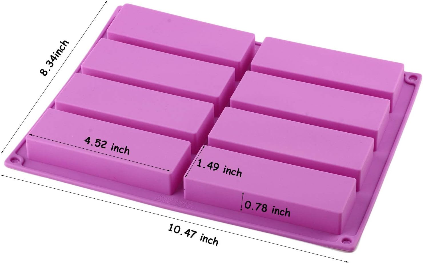 Mujiang Moldes de silicona para barra de granola rectangular de 8 cavidades, moldes de barra de cereales para nutrición, juego de 2