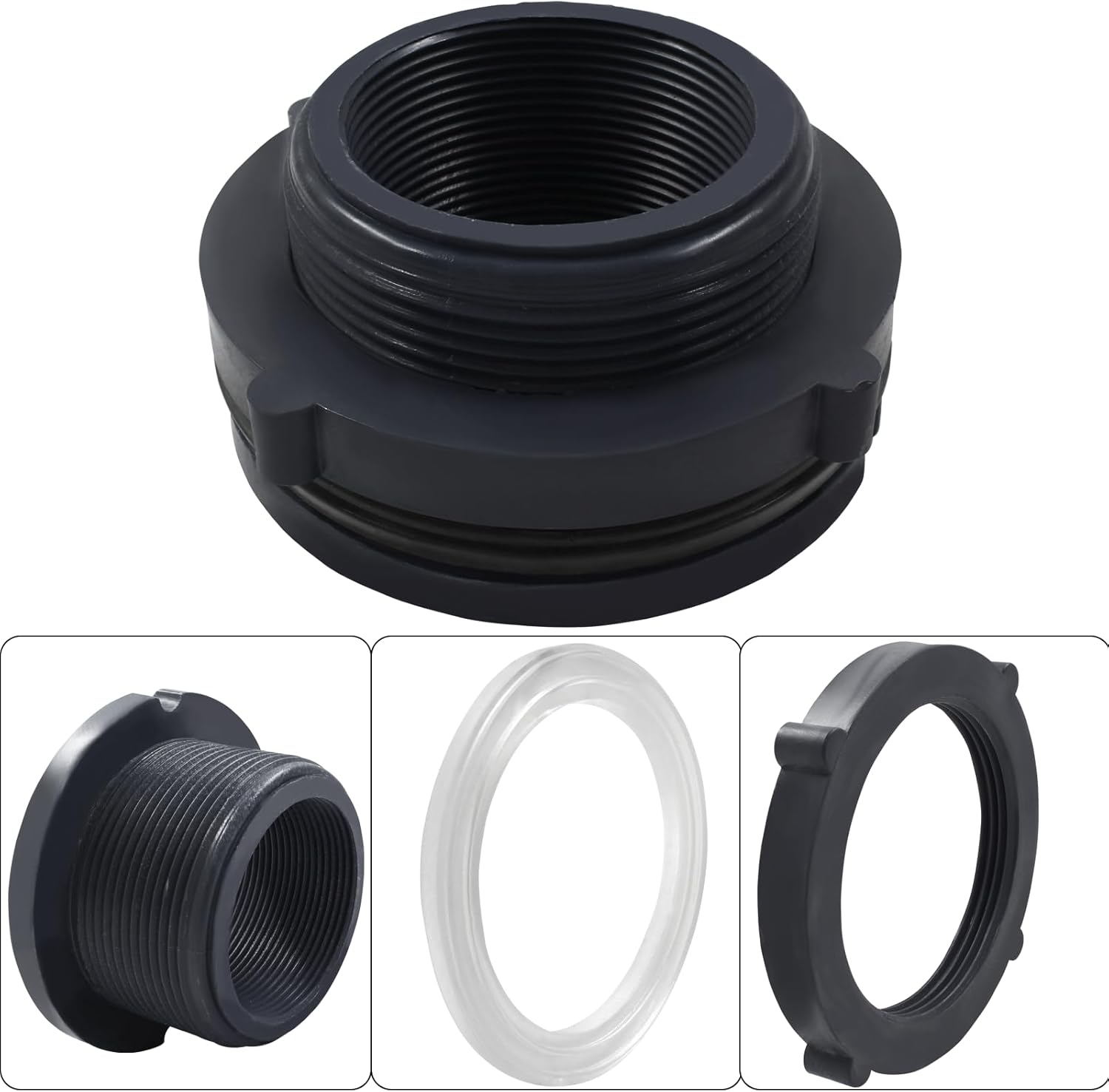 1 paquete de 2″ PVC mamparo de montaje para barriles de lluvia, acuarios – gris oscuro