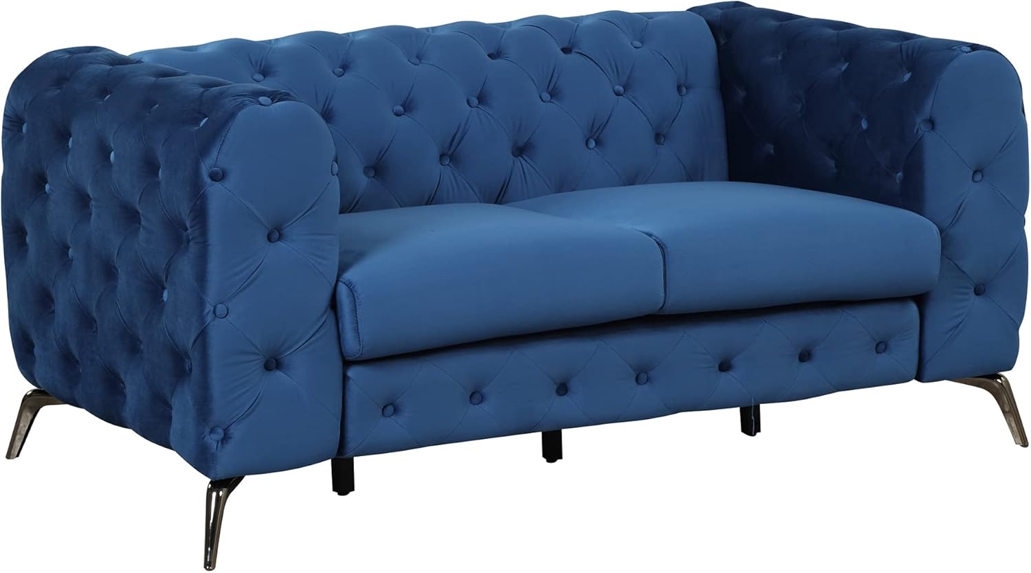 Merax Sofá biplaza tapizado de terciopelo, moderno sofá para 2 personas con respaldo copetudo con botones para sala de estar, dormitorio o espacio