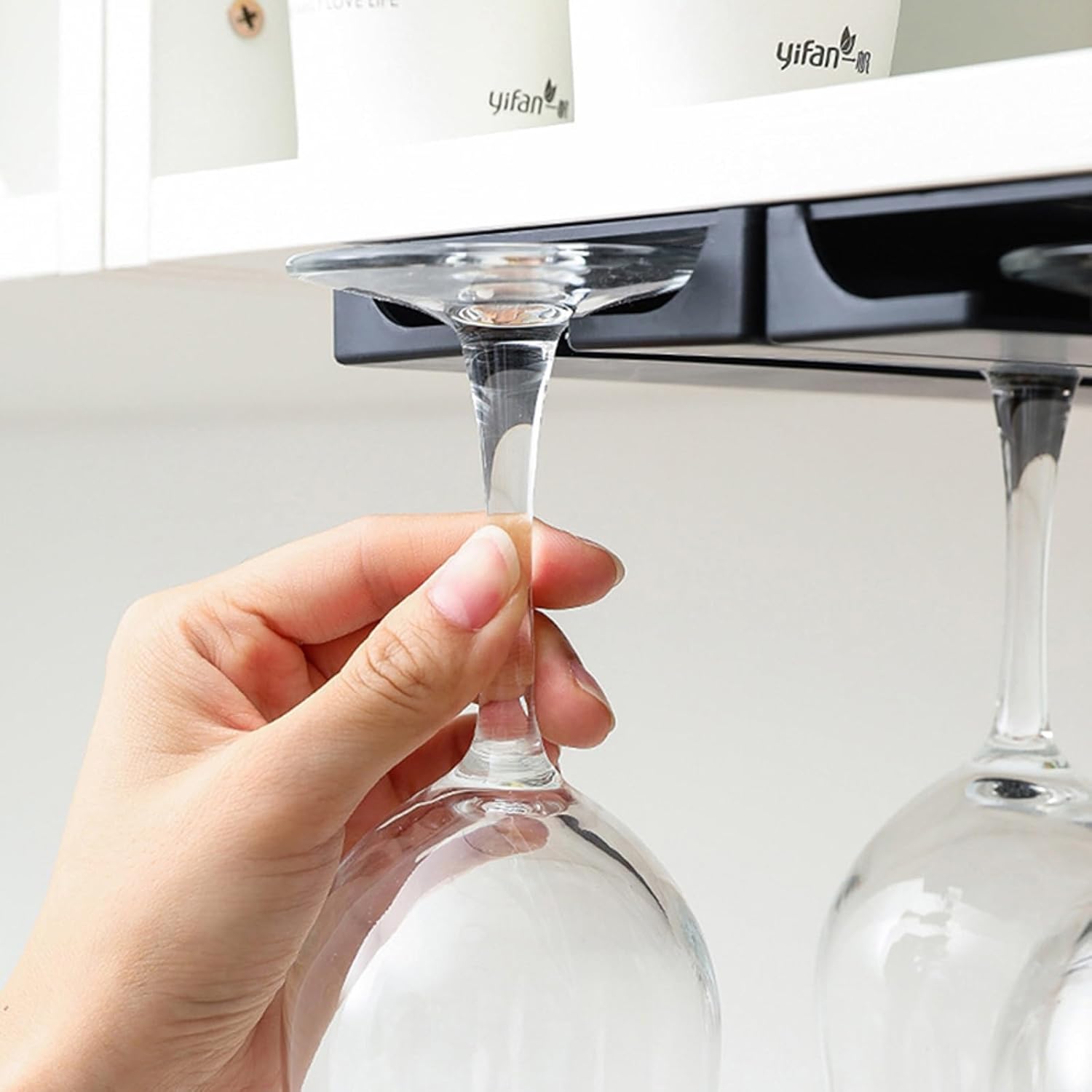 Estante para copas de vino para debajo del gabinete, soporte para copas de vino para debajo del gabinete, sin taladrar debajo del estante, estante