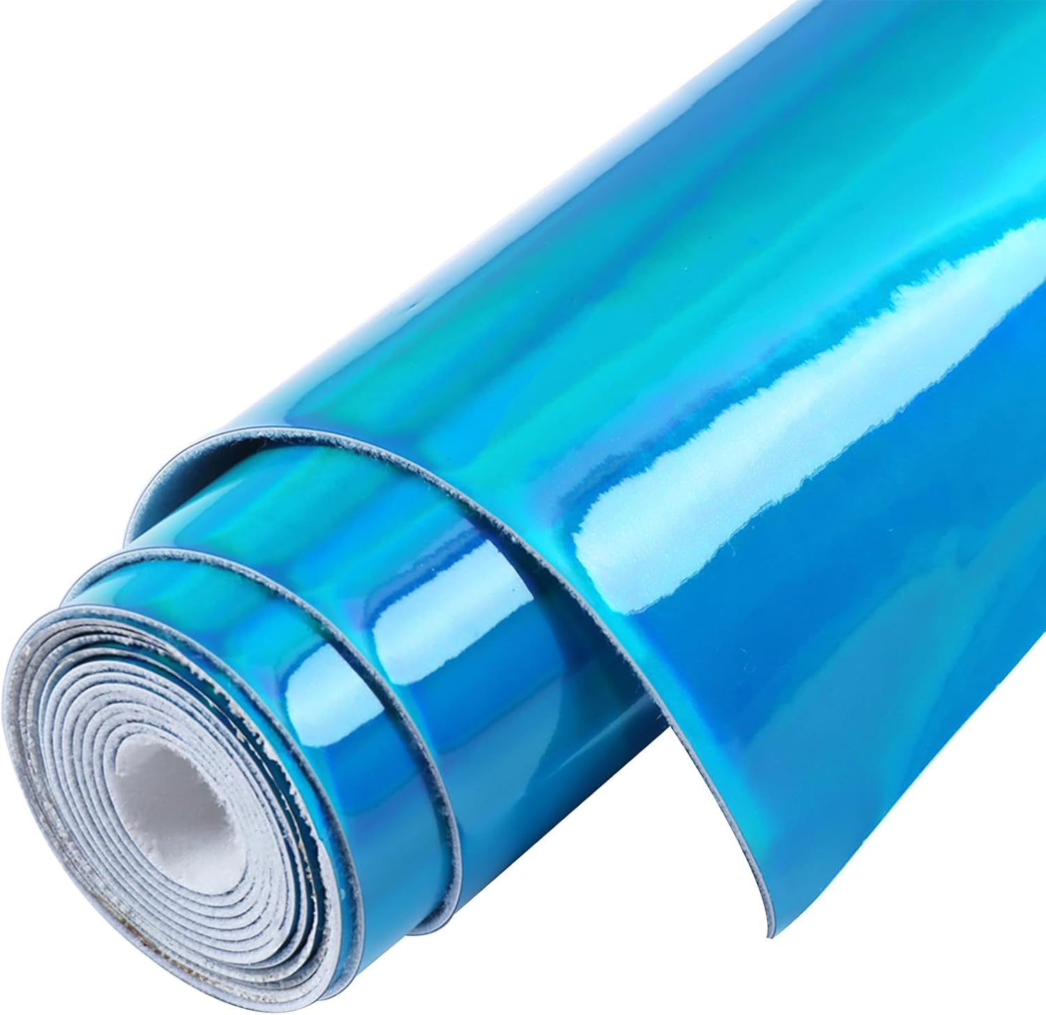 Tela de vinilo holográfica de 12 x 53 pulgadas (11.8 in x 53.1 in), color ilusorio, piel sintética, adecuada para lazos, aretes de cuero y otros