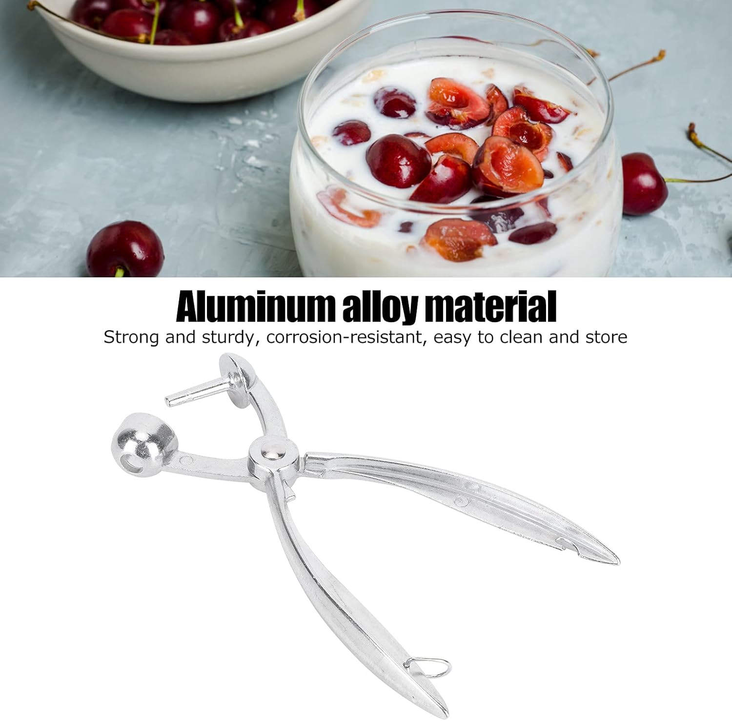 Gavigain Herramienta de descorazonador de cerezas, herramienta de descorazonador de cerezas, aleación de aluminio, removedor de núcleo de semillas