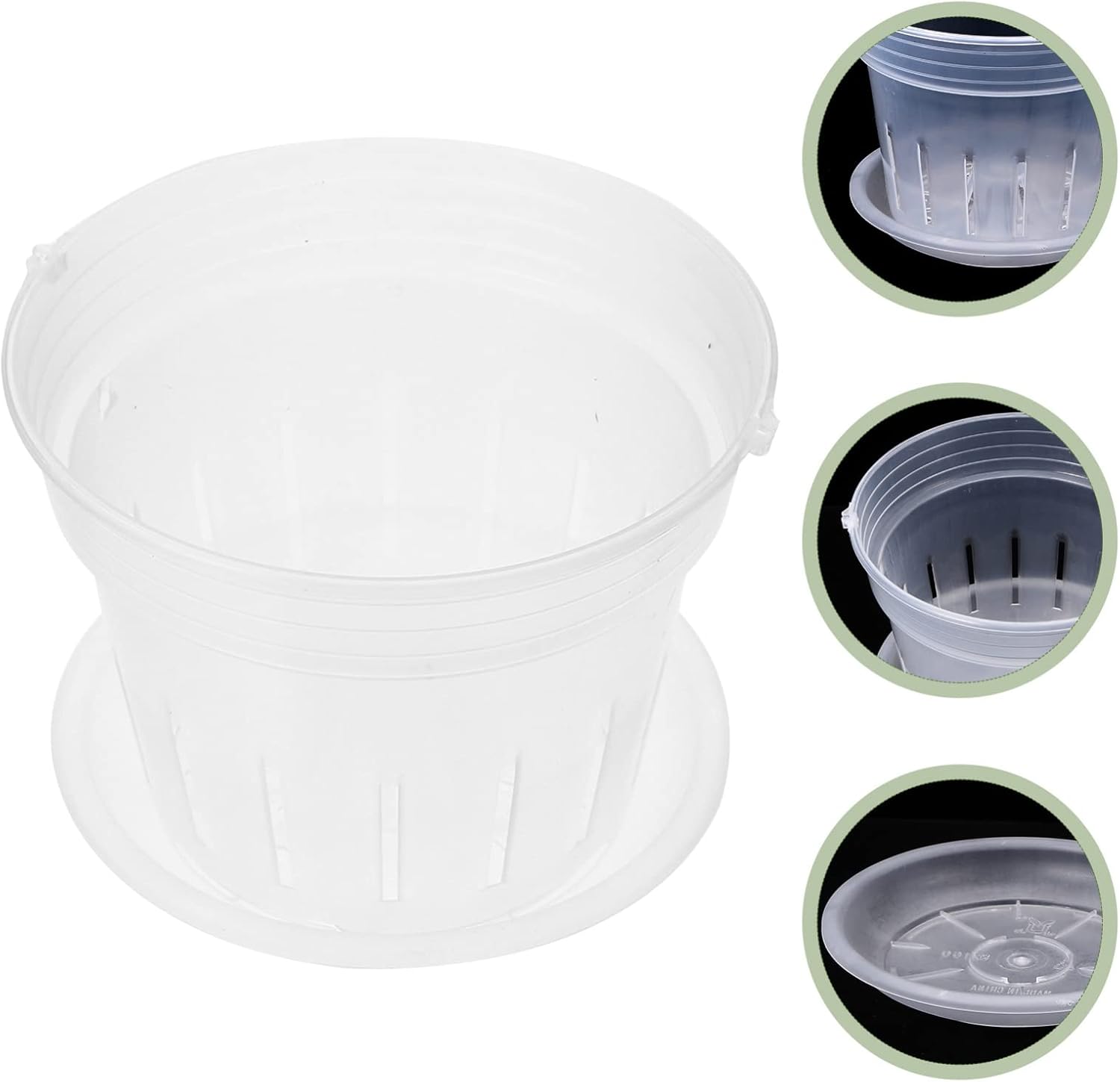 DOITOOL Macetero colgante para orquídeas, macetas de plástico para orquídeas con agujeros y platillos, macetas de orquídeas transparentes ranuradas