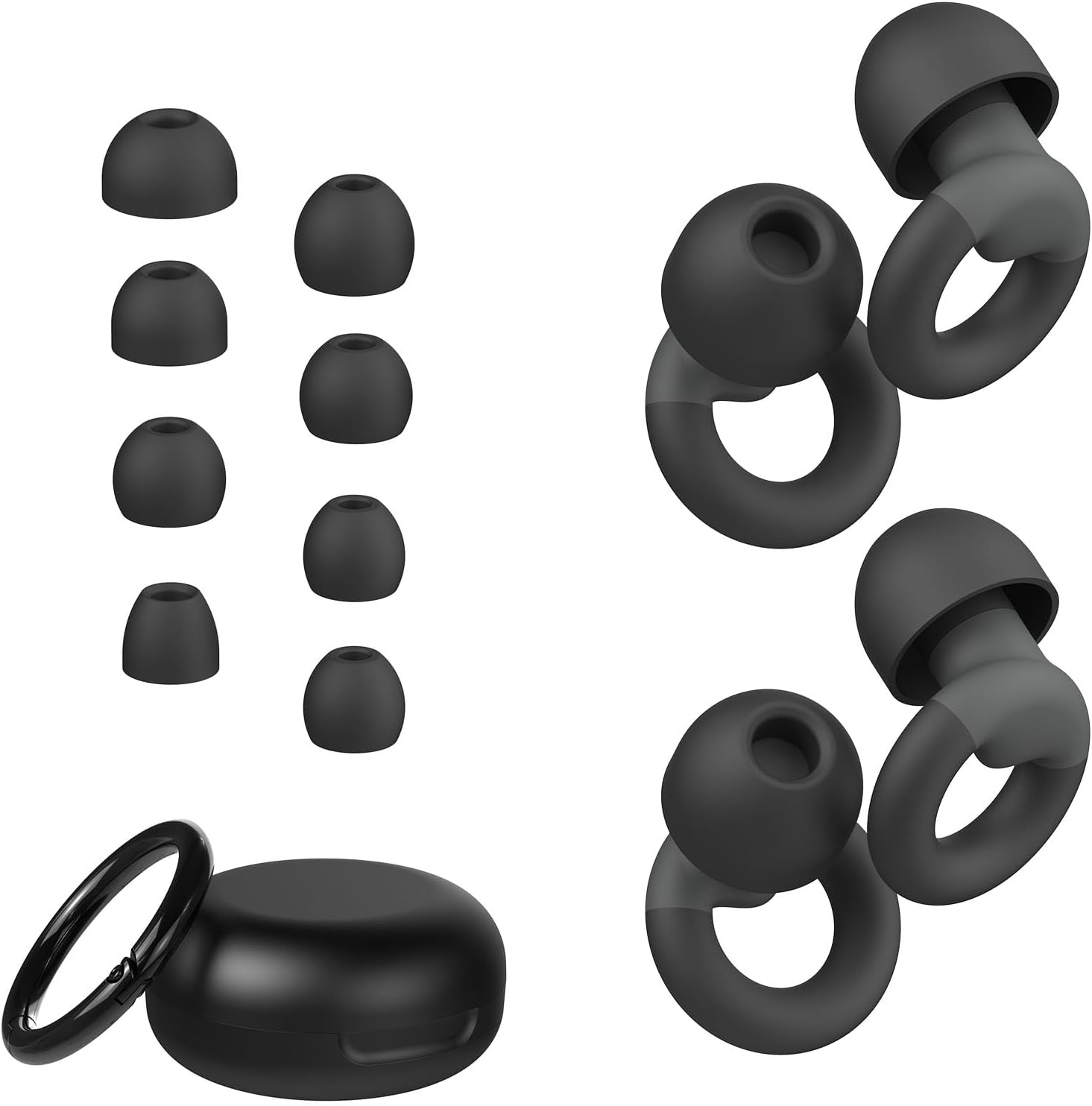 Tapones para los oídos para dormir, 2 pares de tapones reutilizables para reducción de ruido 25dB-30dB con 8 almohadillas para los oídos, tapones