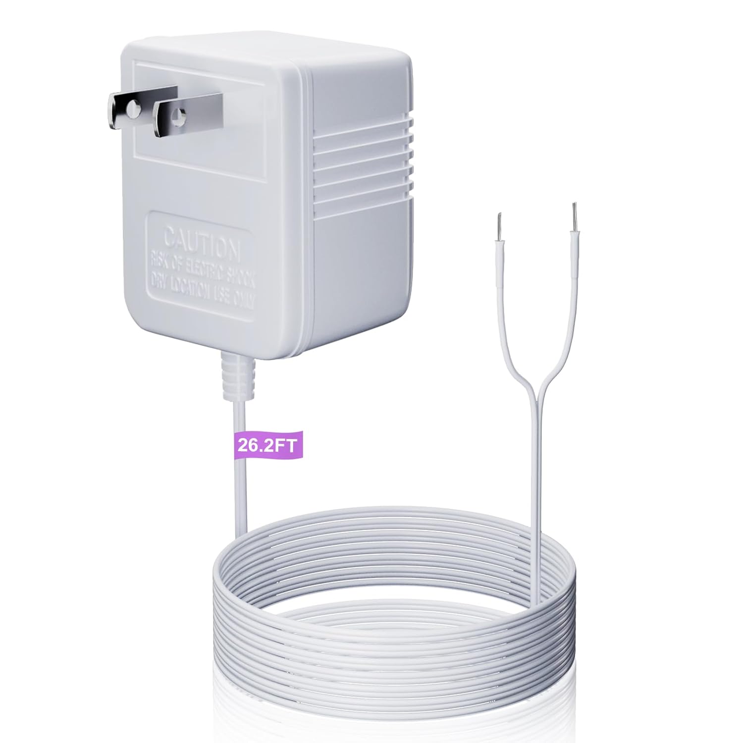 UAUSE Adaptador transformador de timbre de 24 V, termostato adaptador de cable C, fuente de alimentación de 26 pies (315 pulgadas) de largo,