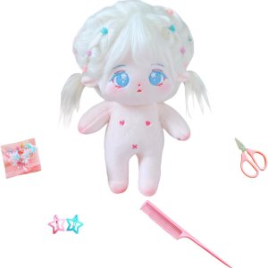 CALEMBOU Muñeca de felpa de 7.9 in, linda muñeca de algodón con esqueleto articulado, muñeca de peluche suave de anime y juego de peluquería, regalo CALEMBOU Muñeca de felpa de 7.9 in, linda muñeca de algodón con esqueleto articulado, muñeca de peluche suave de anime y juego de peluquería, regalo