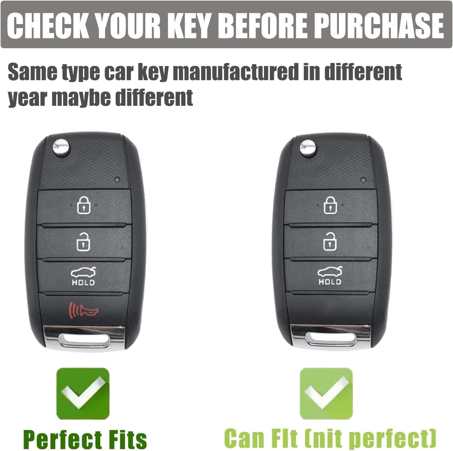 Gematay Funda para llavero Kia con llavero, compatible con Kia Sorento Sportage Rio Soul Forte Optima Carens Picanto Smart Key Fob, negro, Negro –
