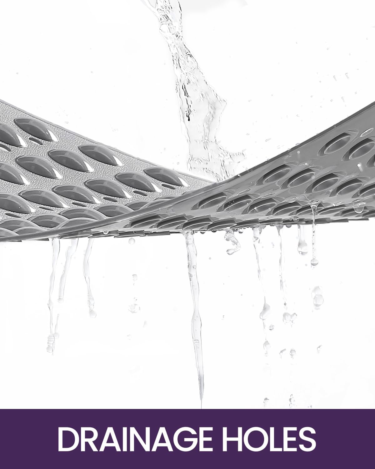 DEXI Tapete de bañera antideslizante para baño, bañera, taza de succión lavable de 16 x 35 pulgadas, color gris