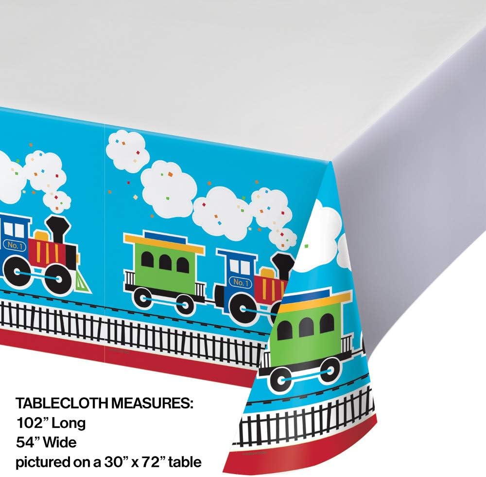 Creative Converting All Aboard Train – Kit de suministros para fiesta de cumpleaños, sirve para 8 personas