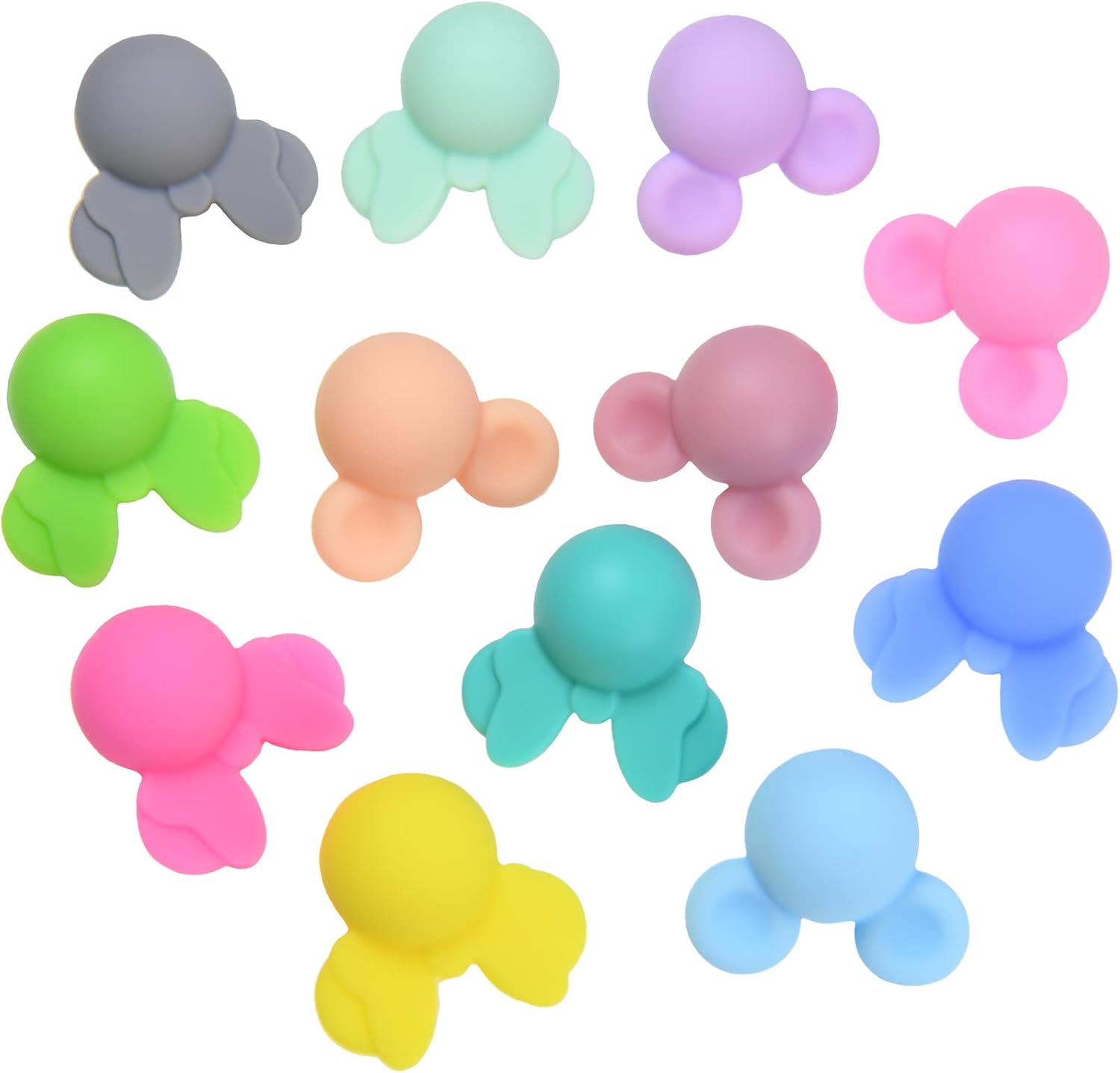 50 cuentas de silicona para cabeza de ratón de dibujos animados, cuentas espaciadoras de cabeza de animal, cuentas sueltas de silicona coloridas,