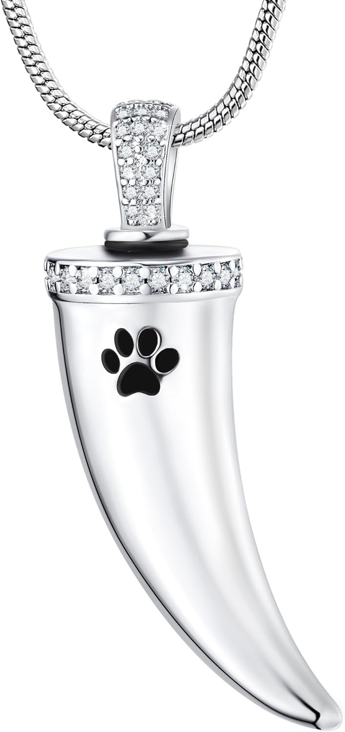 Fanery sue Pet Ashes Necklace Cremation Jewelry Pet Memorial Gifts Heart Pendant for Loss of Dog Cat Pet Urn Necklaces Rainbow Bridge Keepsake