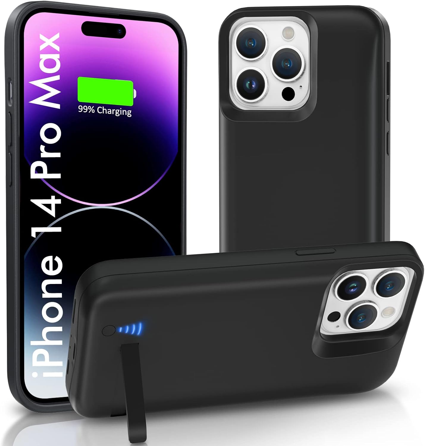 Funda de batería para iPhone 14 Pro Max, 6800mAh Funda de carga extendida portátil con función atril recargable compatible con iPhone 14 Pro Max