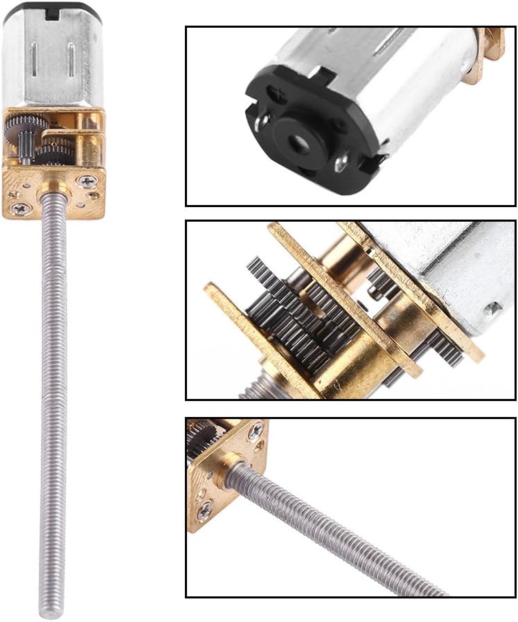 Motor de engranaje eléctrico micro DC 6V, motor de engranaje de CC de alto par 30 RPM  500 RPM, eje de salida larga (varilla roscada M3 de 2.165 in